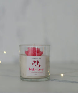 St. Valentine's Day Soy Candle with Pink Flower - Candleholic Shop