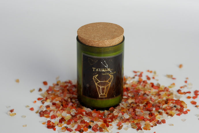 Taurus. Zodiac Wine Candles with crystals. - Candleholic Shop