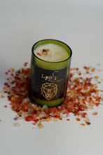 Load image into Gallery viewer, Leo. Zodiac Wine Candles with crystals. - Candleholic Shop