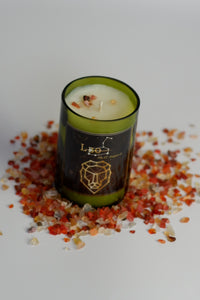 Leo. Zodiac Wine Candles with crystals. - Candleholic Shop