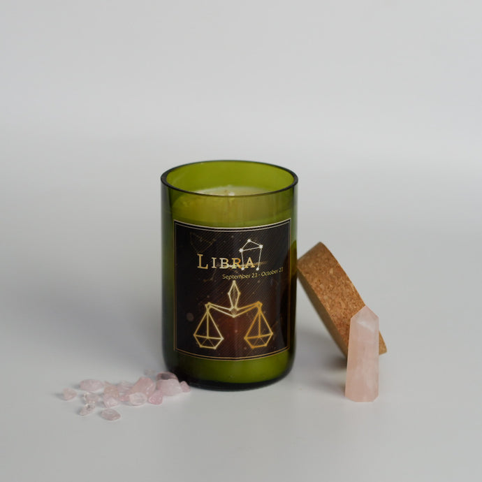 Libra. Handmade Zodiac Candle with crystals - Candleholic Shop