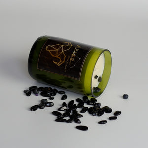 Aries. Handmade Zodiac Wine Candles with crystals. - Candleholic Shop