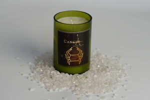 Cancer.  Handmade Zodiac Wine Candles with crystals. - Candleholic Shop