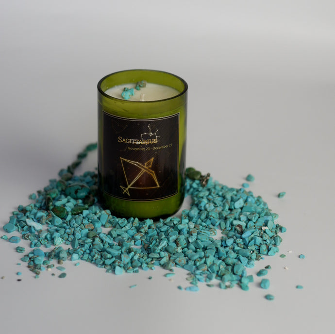 Sagittarius.Handmade Zodiac Candle with crystals - Candleholic Shop
