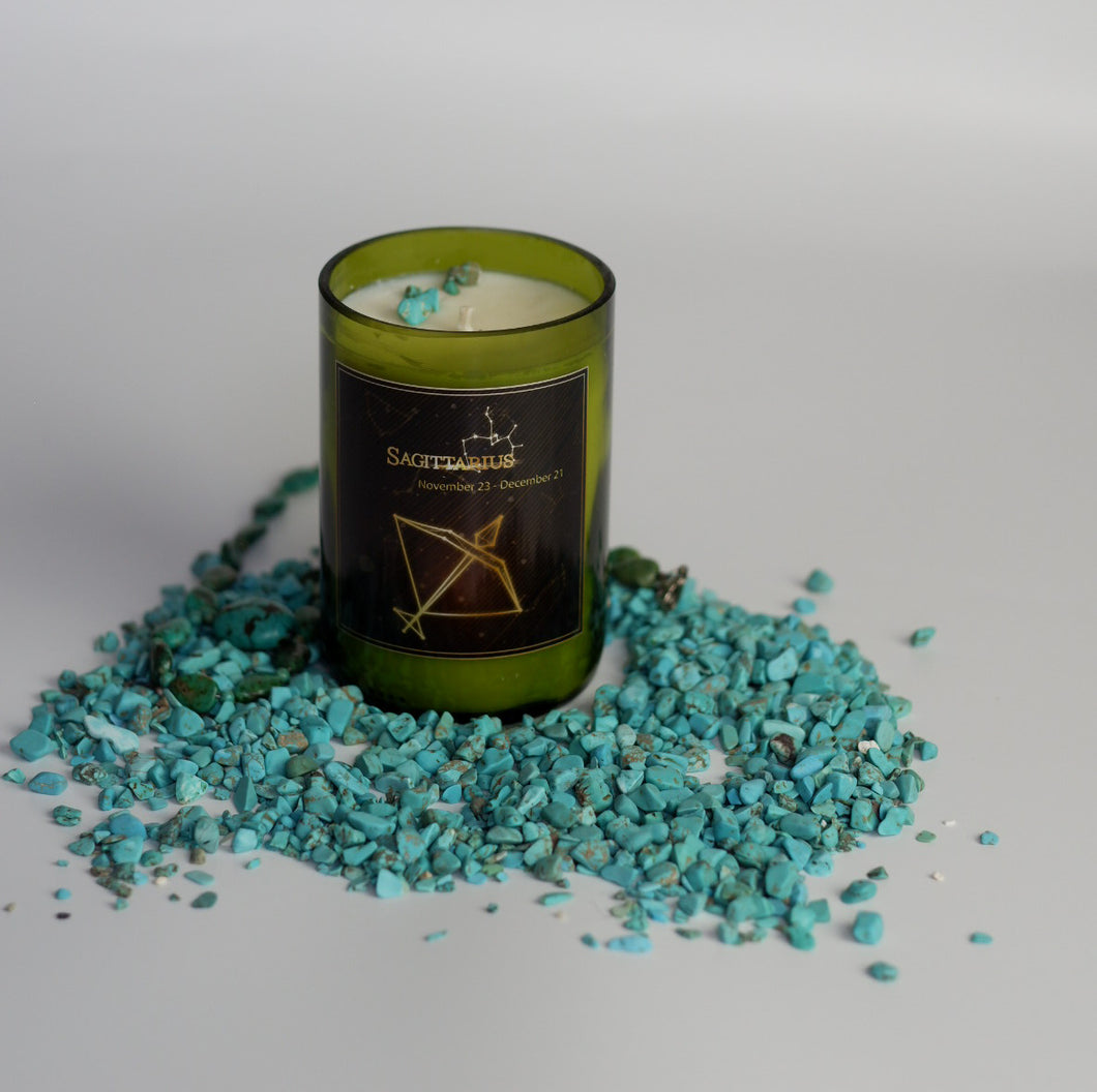 Sagittarius.Handmade Zodiac Candle with crystals - Candleholic Shop