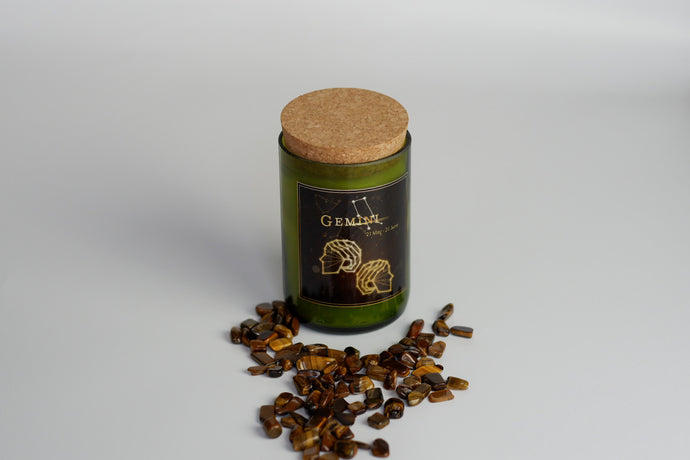 Gemini. Zodiac Candles with crystals. - Candleholic Shop