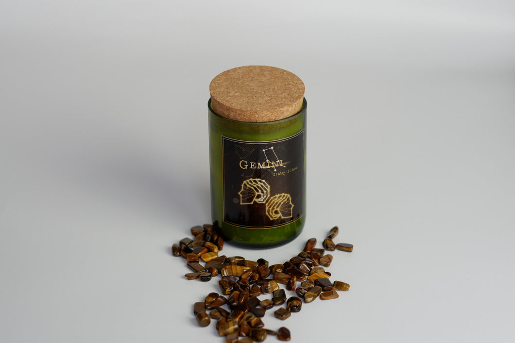 Gemini. Zodiac Candles with crystals. - Candleholic Shop