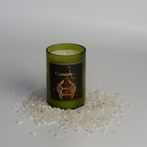 Cancer.  Handmade Zodiac Wine Candles with crystals. - Candleholic Shop