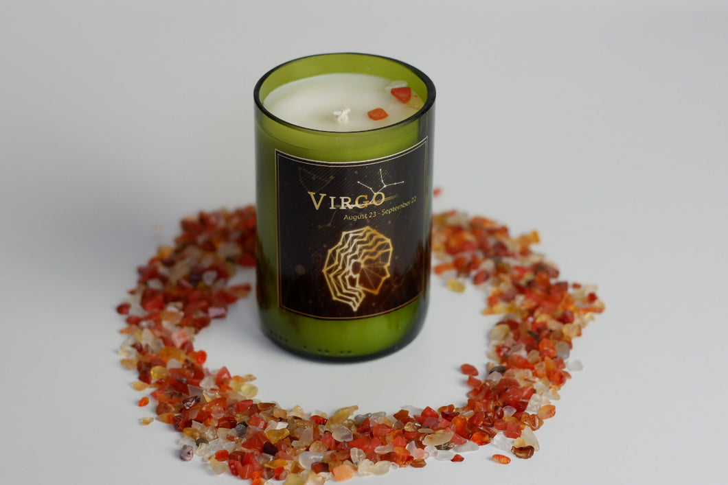 Virgo.Handmade Zodiac Candle with crystals - Candleholic Shop