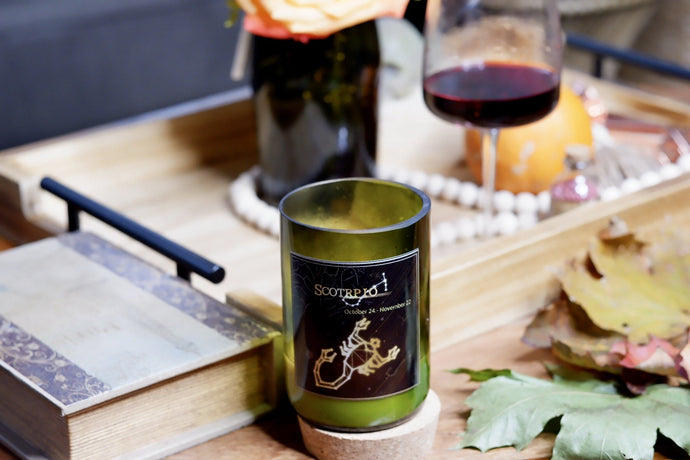 Scorpio. Handmade Zodiac Candle with crystals - Candleholic Shop