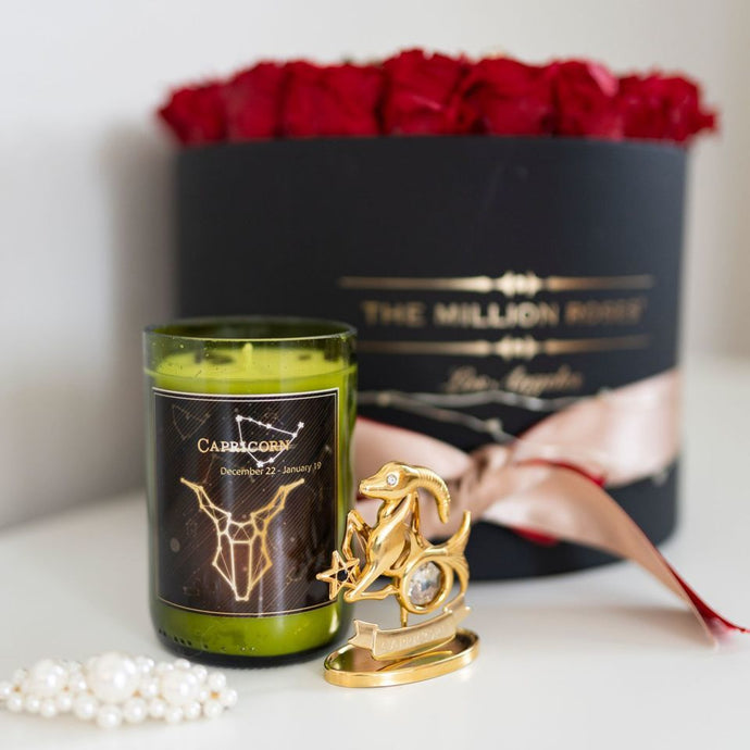 Capricorn. Handmade Zodiac Candle with crystals - Candleholic Shop