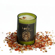 Load image into Gallery viewer, Leo. Zodiac Wine Candles with crystals. - Candleholic Shop